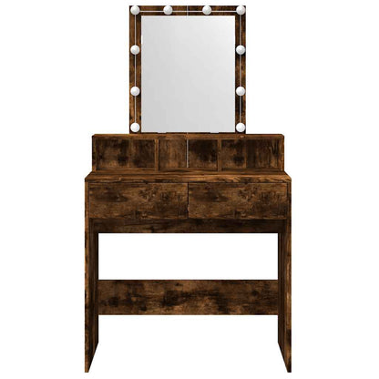 Dressing Table with LED Smoked Oak 80x41x144,5 cm