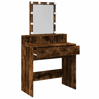 Dressing Table with LED Smoked Oak 80x41x144.5 cm