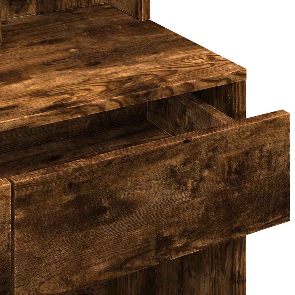 Dressing Table with LED Smoked Oak 80x41x144.5 cm
