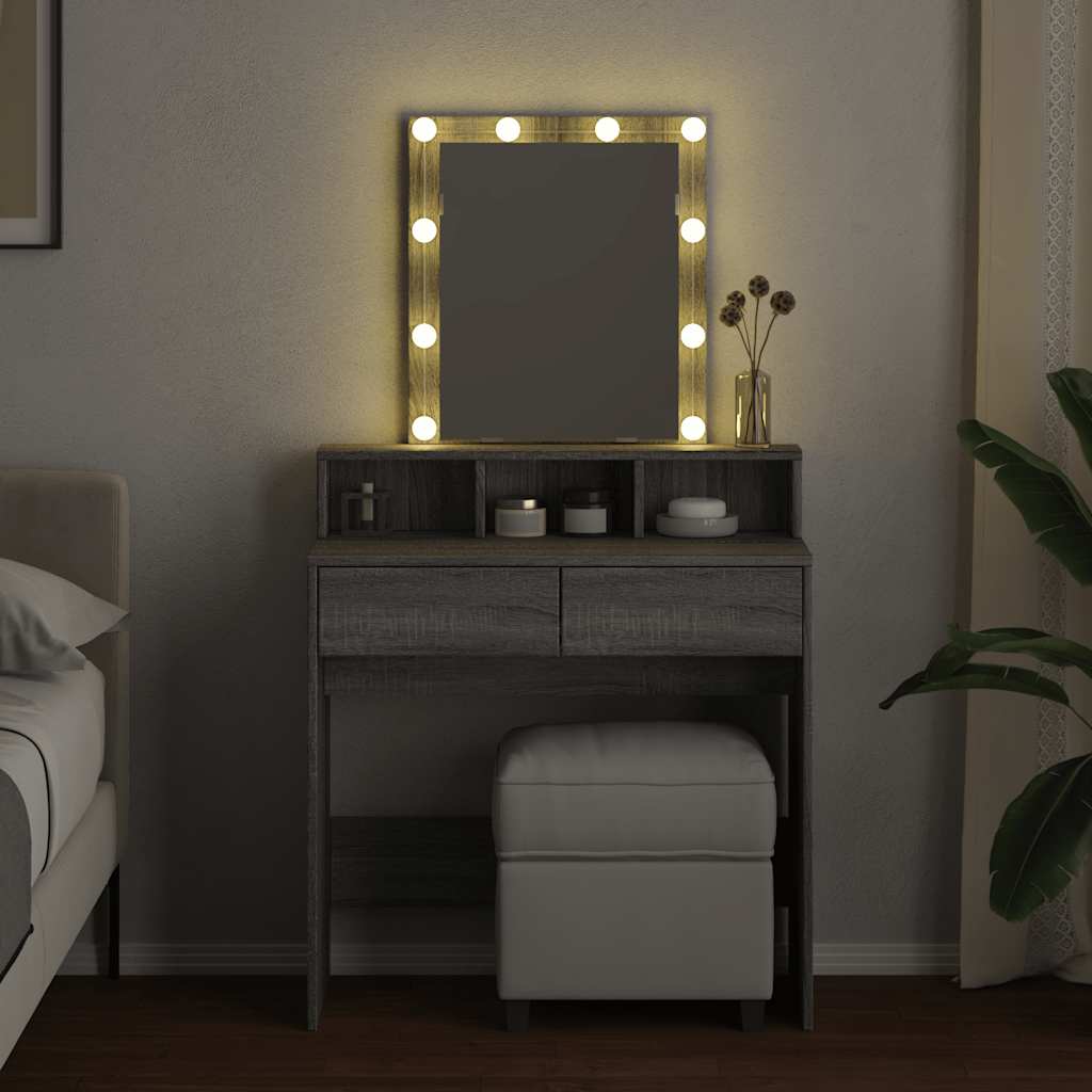 Dressing Table with LED Grey Sonoma 80x41x144,5 cm