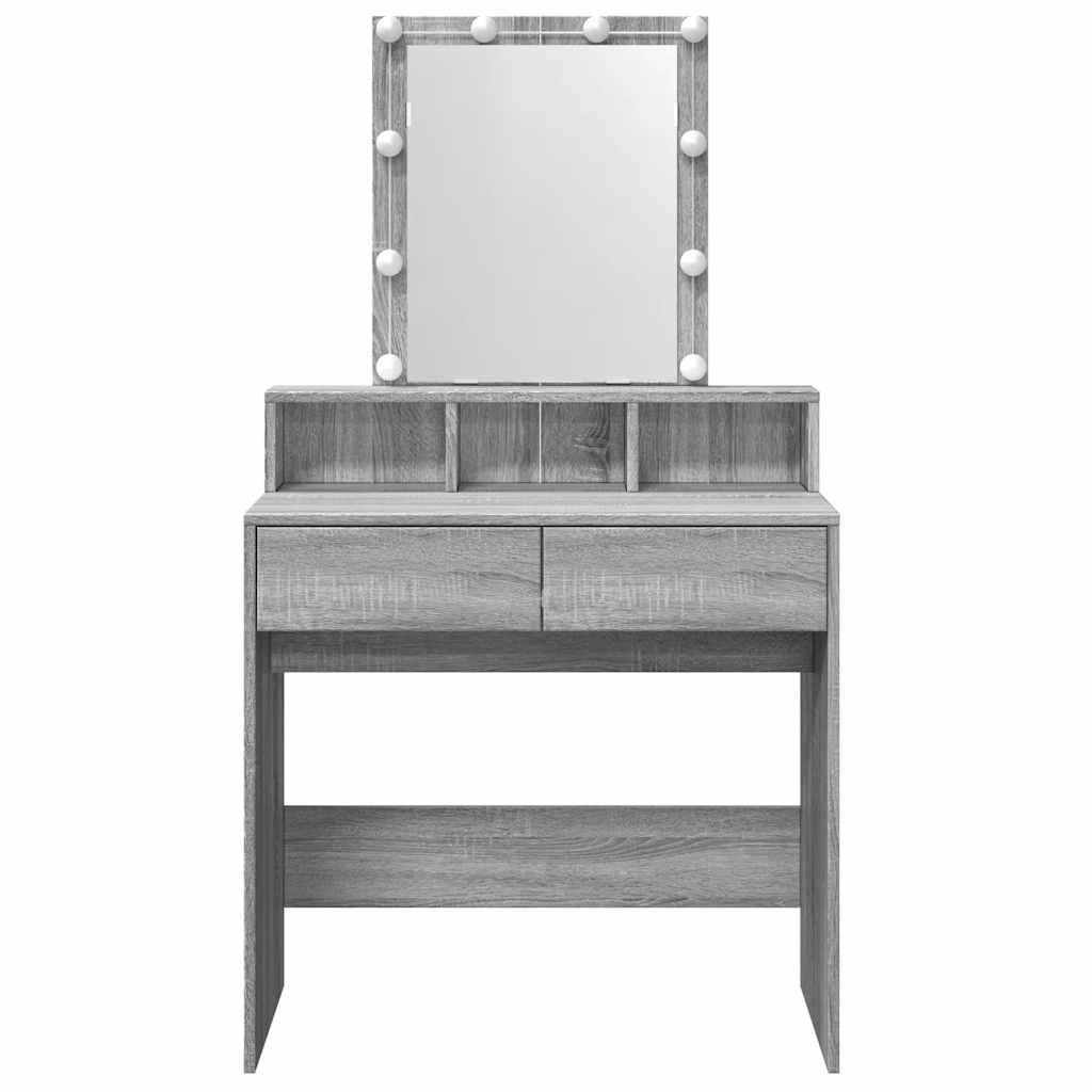 Dressing Table with LED Grey Sonoma 80x41x144,5 cm