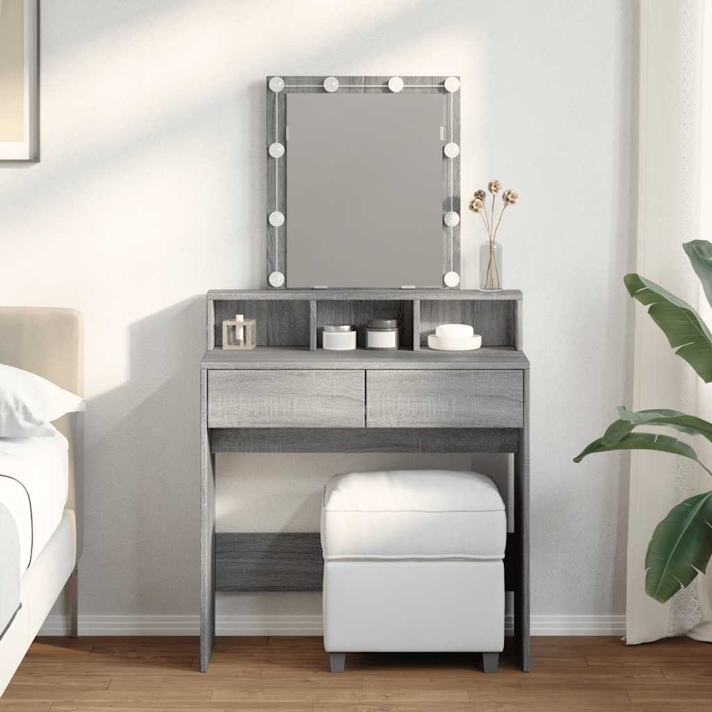 Dressing Table with LED Grey Sonoma 80x41x144,5 cm