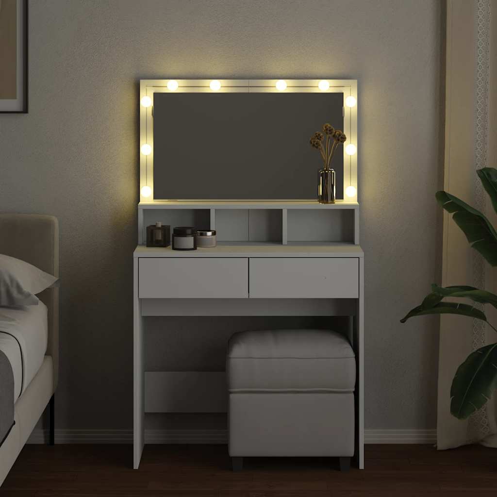 Dressing Table with LED White 80x41x134,5 cm