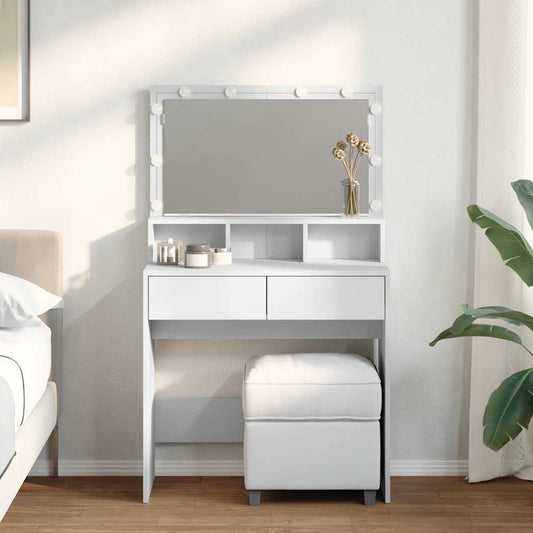 Dressing Table with LED White 80x41x134.5 cm
