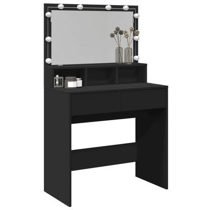 Dressing Table with LED Black 80x41x134.5 cm