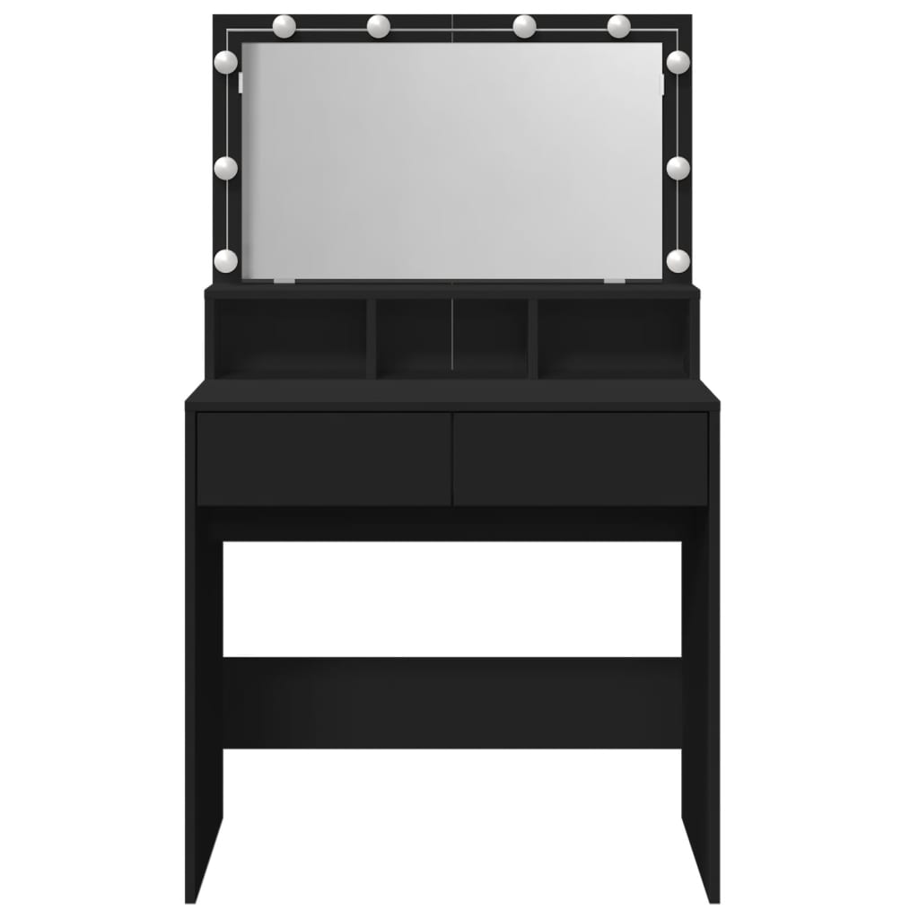 Dressing Table with LED Black 80x41x134.5 cm