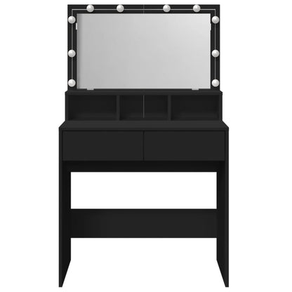 Dressing Table with LED Black 80x41x134.5 cm