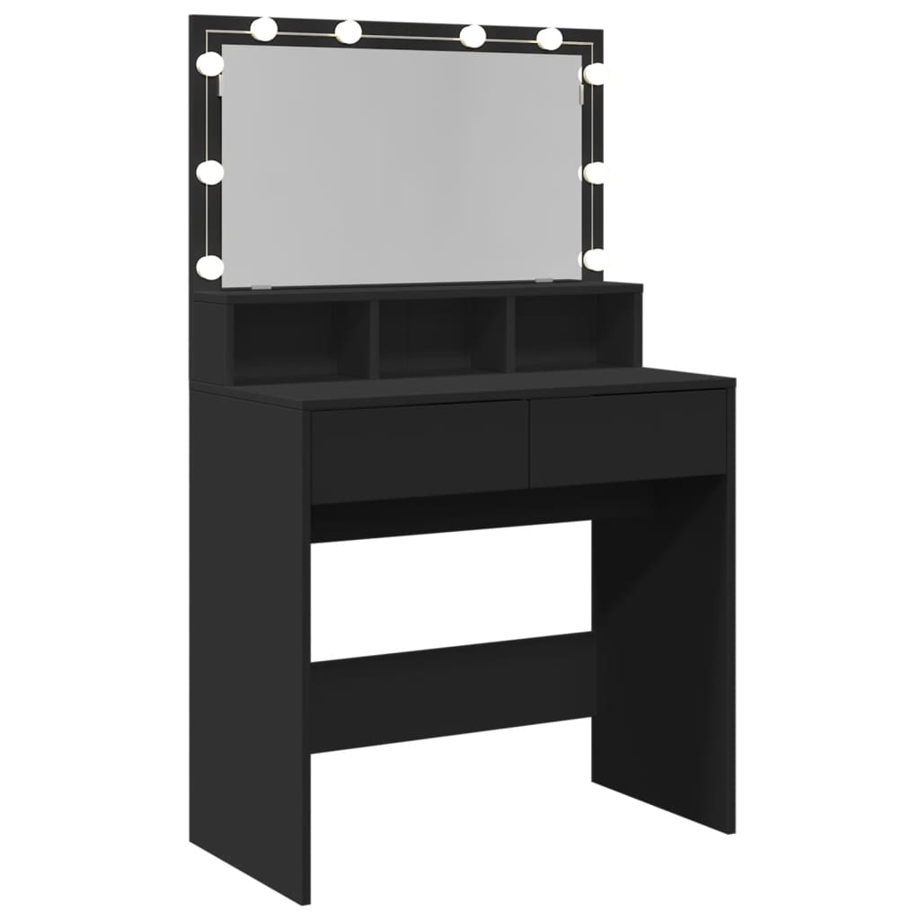 Dressing Table with LED Black 80x41x134.5 cm