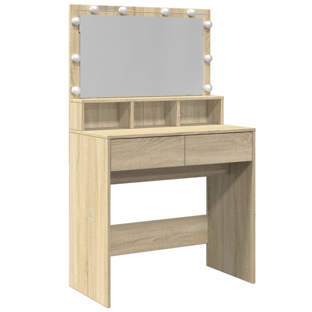 Dressing Table with LED Sonoma Oak 80x41x134.5 cm