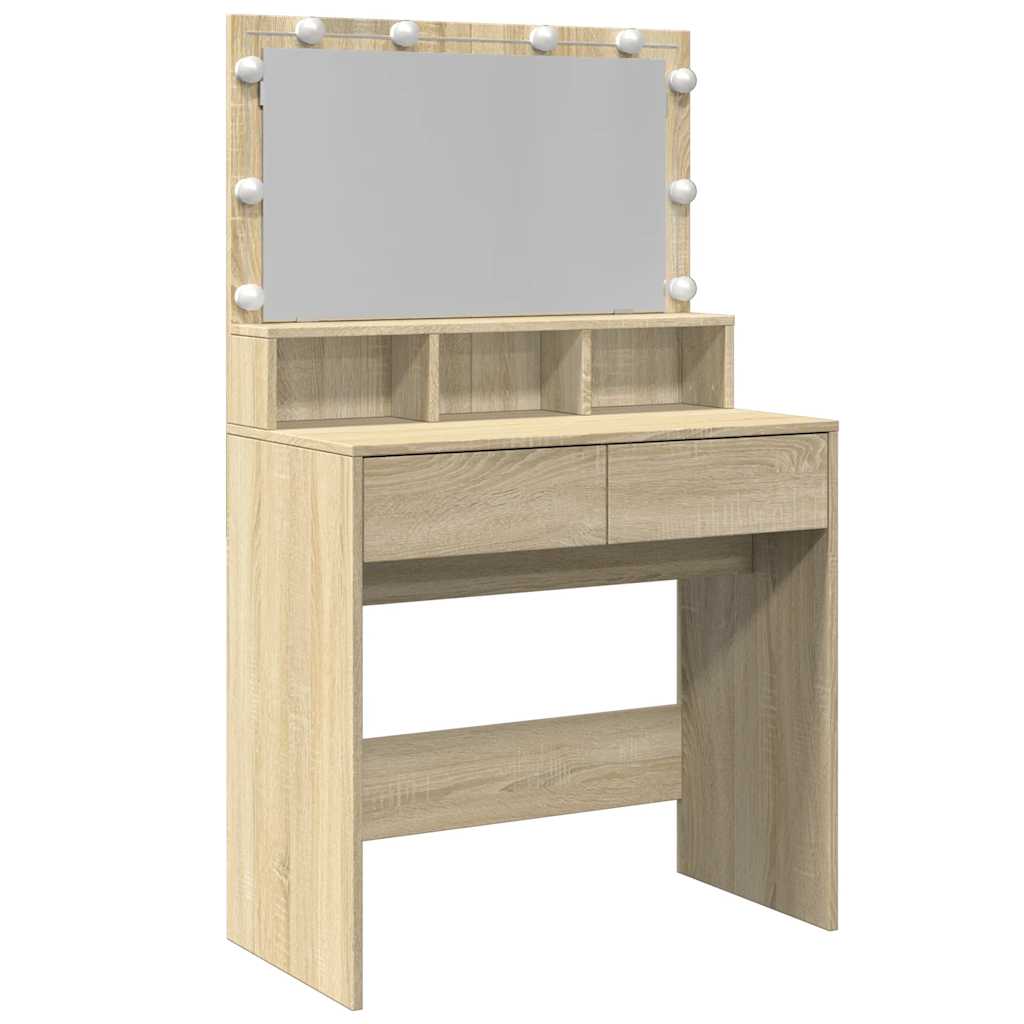 Dressing Table with LED Sonoma Oak 80x41x134,5 cm