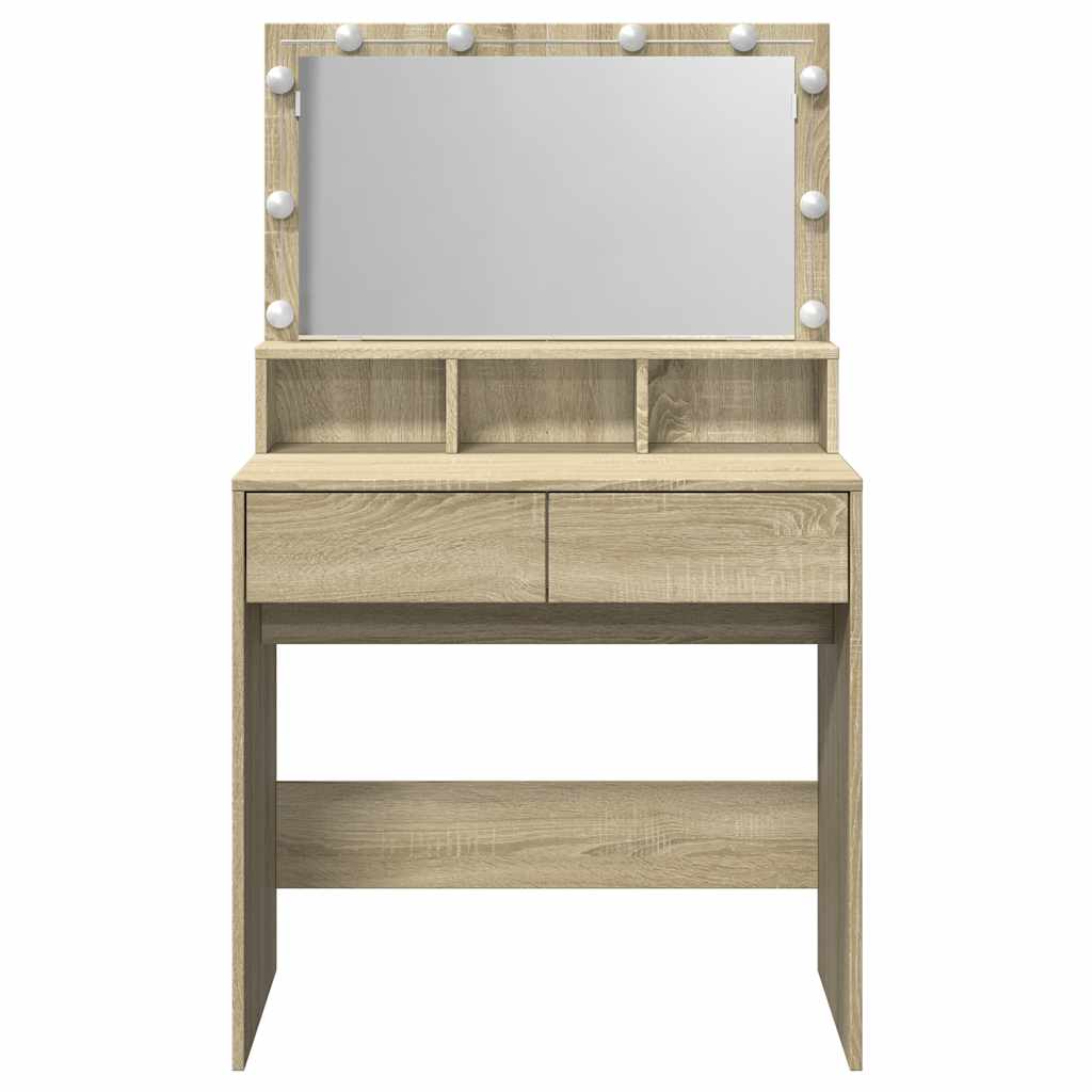 Dressing Table with LED Sonoma Oak 80x41x134,5 cm