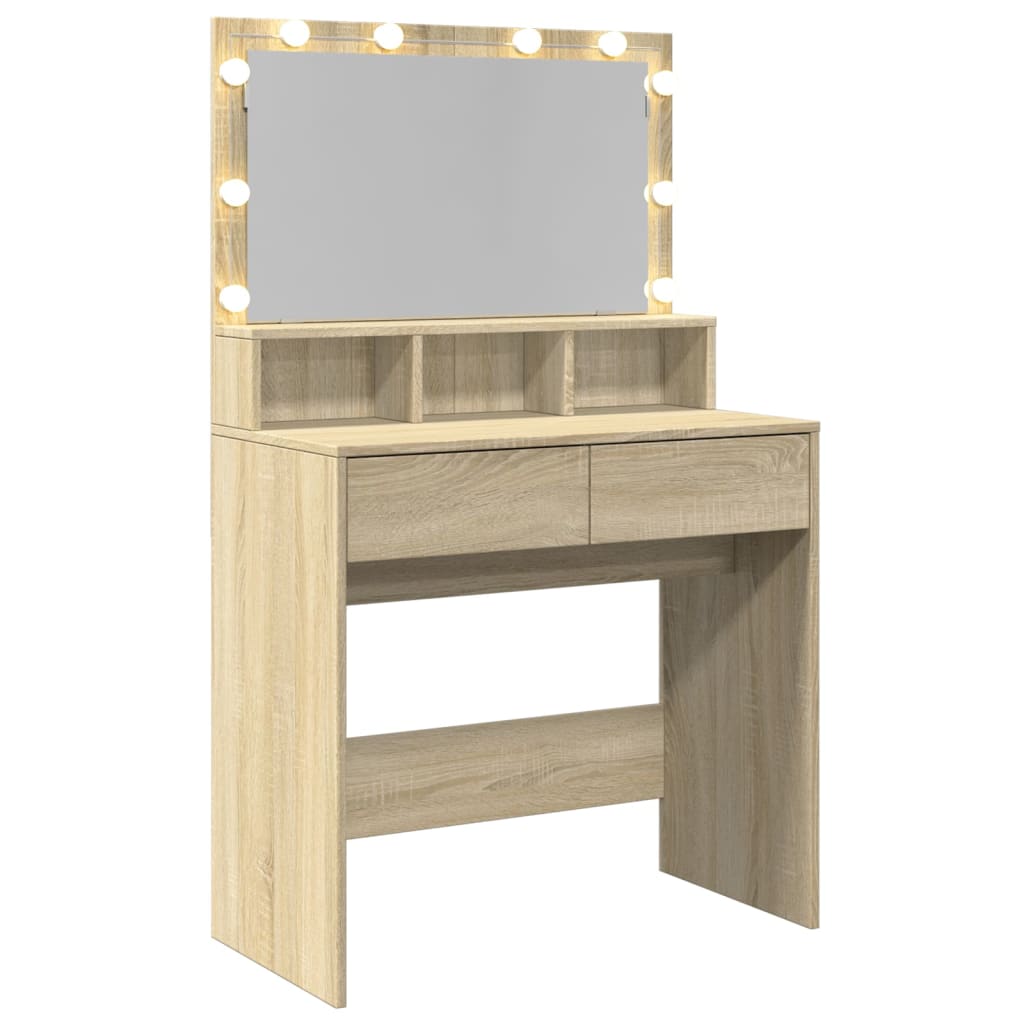 Dressing Table with LED Sonoma Oak 80x41x134.5 cm