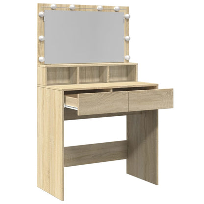 Dressing Table with LED Sonoma Oak 80x41x134.5 cm