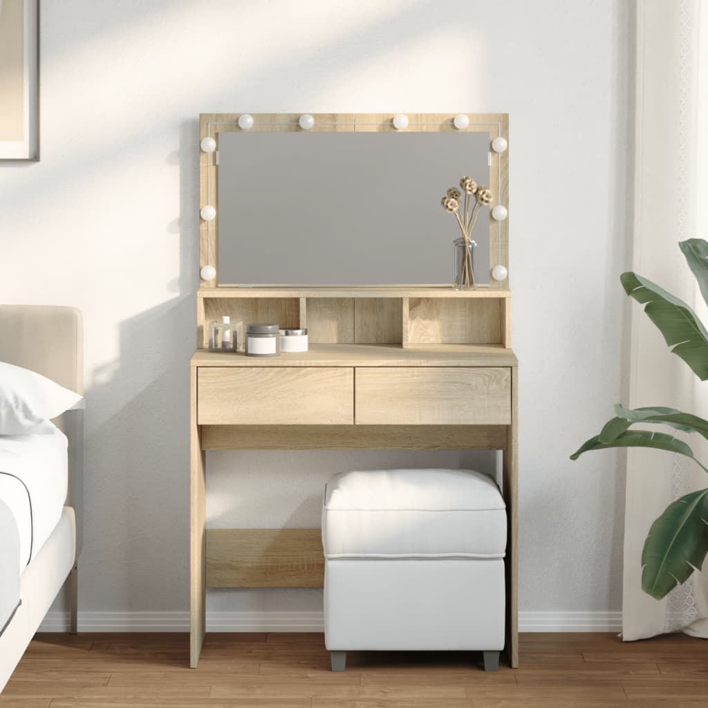 Dressing Table with LED Sonoma Oak 80x41x134.5 cm