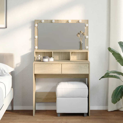 Dressing Table with LED Sonoma Oak 80x41x134,5 cm