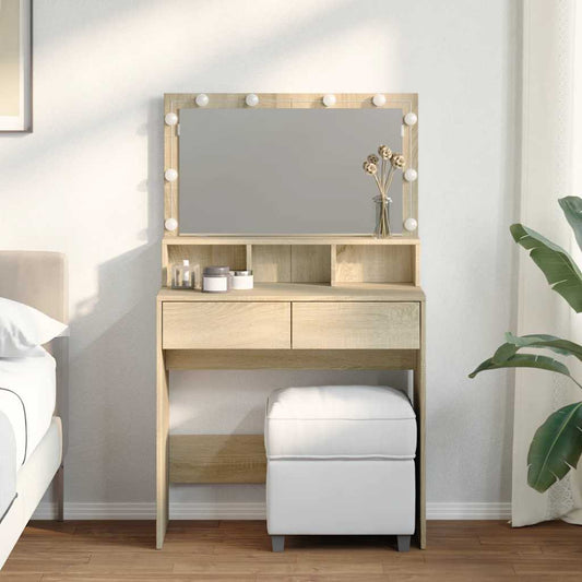 Dressing Table with LED Sonoma Oak 80x41x134,5 cm