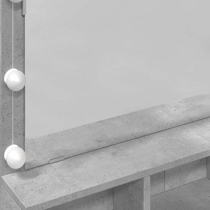 Dressing Table with LED Concrete Grey 80x41x134,5 cm