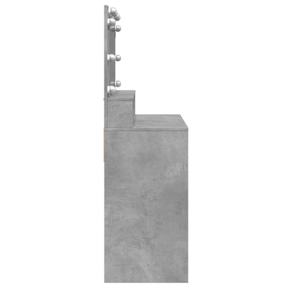 Dressing Table with LED Concrete Grey 80x41x134.5 cm