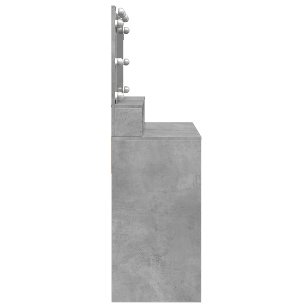 Dressing Table with LED Concrete Grey 80x41x134,5 cm