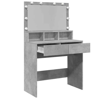 Dressing Table with LED Concrete Grey 80x41x134.5 cm