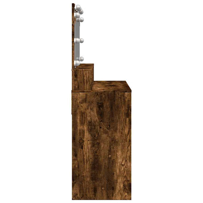 Dressing Table with LED Smoked Oak 80x41x134,5 cm
