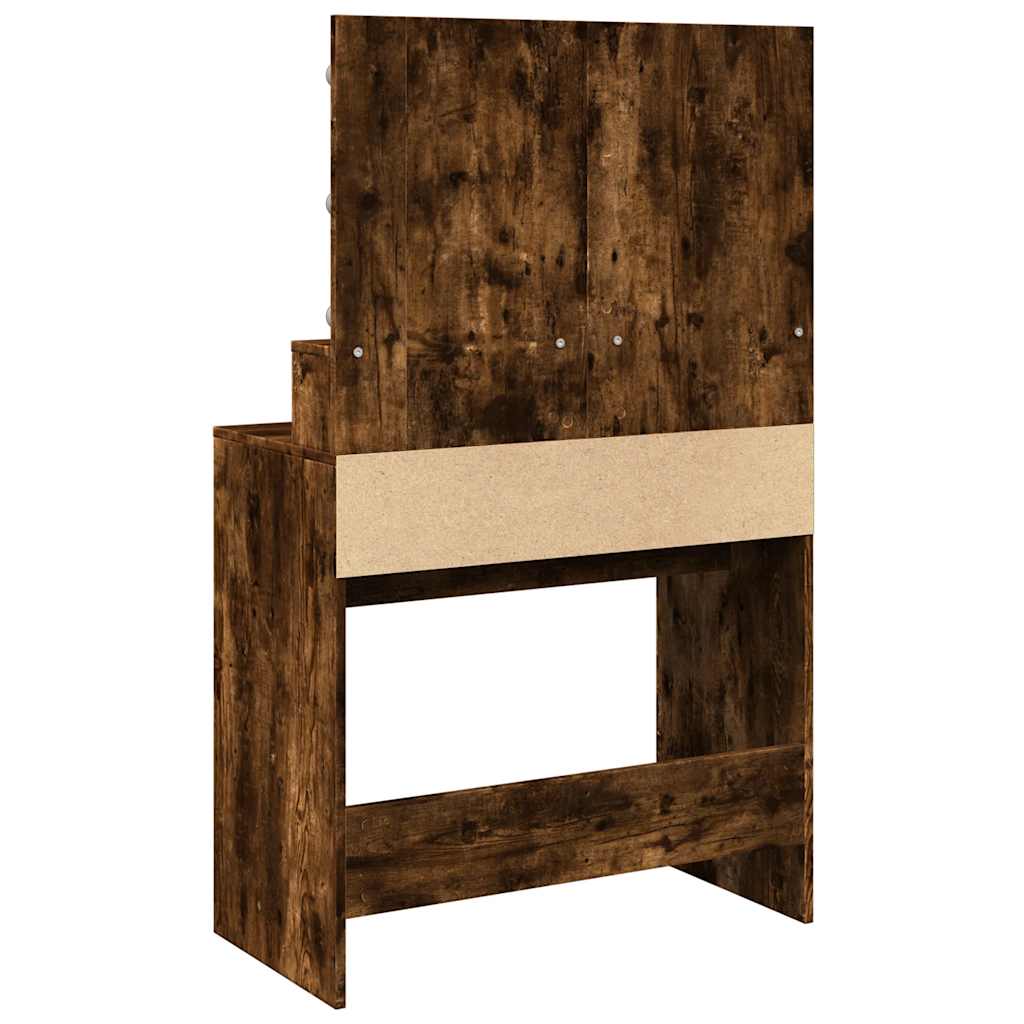 Dressing Table with LED Smoked Oak 80x41x134,5 cm