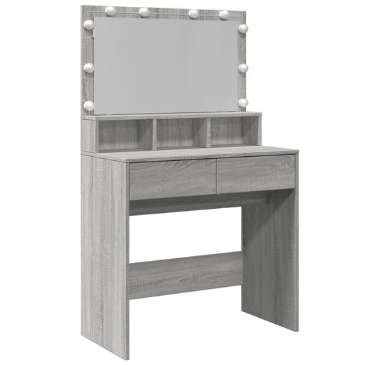 Dressing Table with LED Grey Sonoma 80x41x134.5 cm