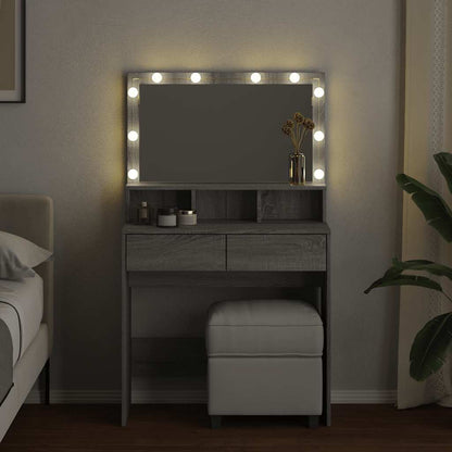 Dressing Table with LED Grey Sonoma 80x41x134,5 cm