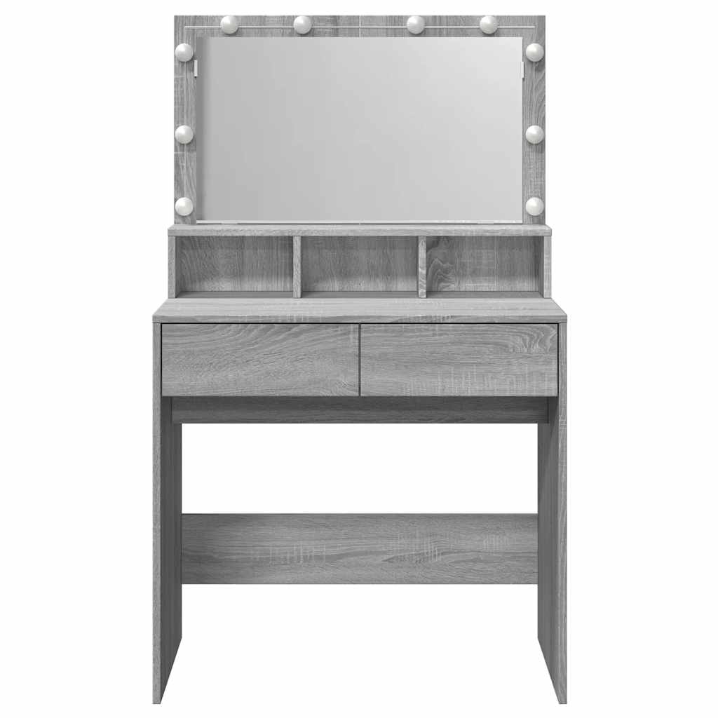 Dressing Table with LED Grey Sonoma 80x41x134,5 cm