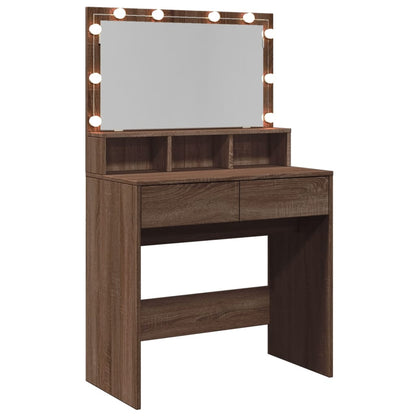 Dressing Table with LED Brown Oak 80x41x134.5 cm