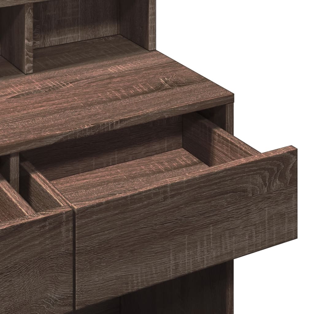 Dressing Table with LED Brown Oak 80x41x134.5 cm