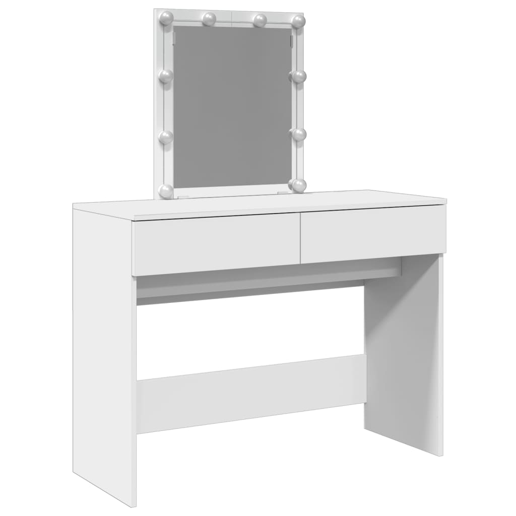 Dressing Table with LED White 100x40x130 cm