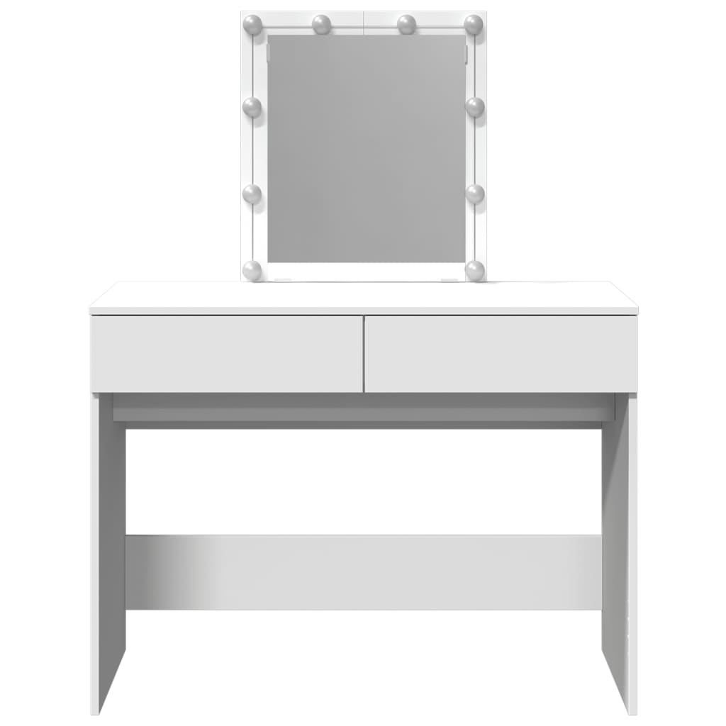 Dressing Table with LED White 100x40x130 cm