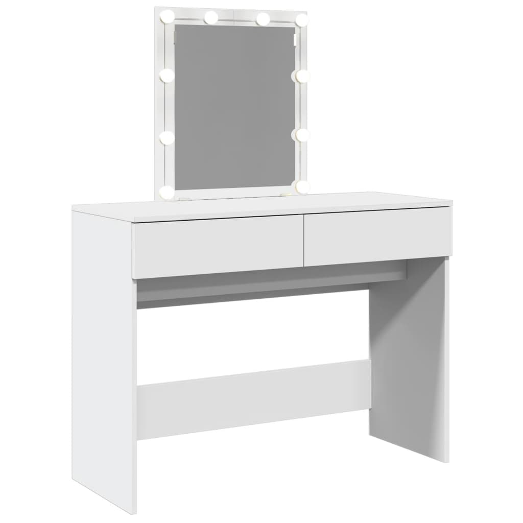 Dressing Table with LED White 100x40x130 cm