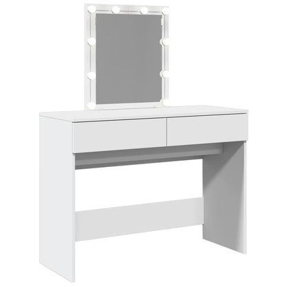 Dressing Table with LED White 100x40x130 cm