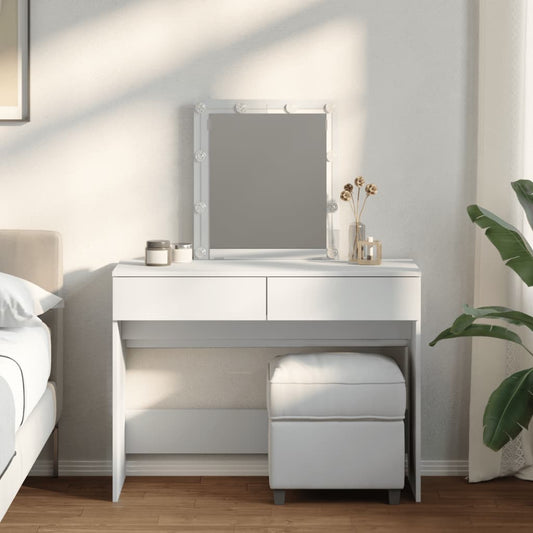 Dressing Table with LED White 100x40x130 cm