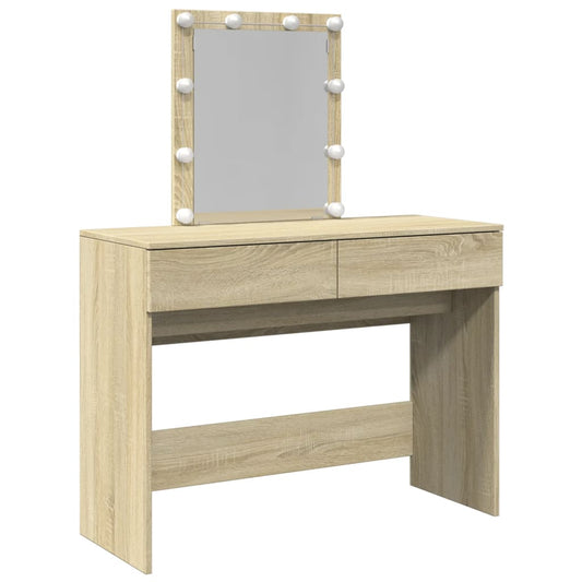 Dressing Table with LED Sonoma Oak 100x40x130 cm