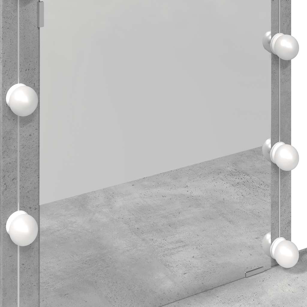 Dressing Table with LED Concrete Grey 100x40x130 cm