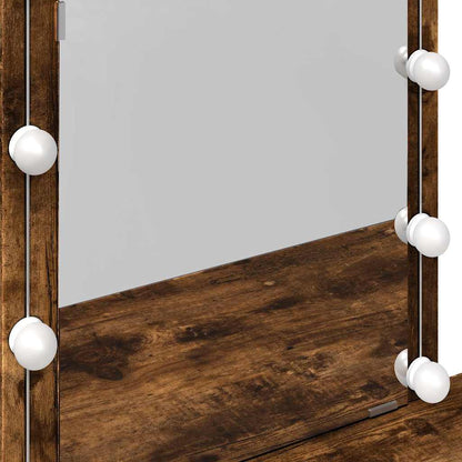 Dressing Table with LED Smoked Oak 100x40x130 cm