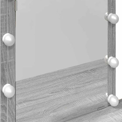 Dressing Table with LED Grey Sonoma 100x40x130 cm