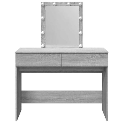 Dressing Table with LED Grey Sonoma 100x40x130 cm