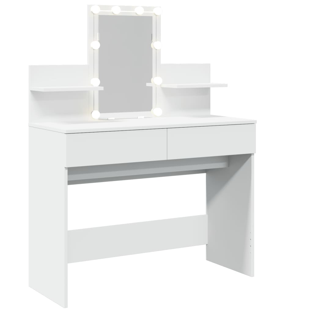 Dressing Table with LED White 100x40x130 cm