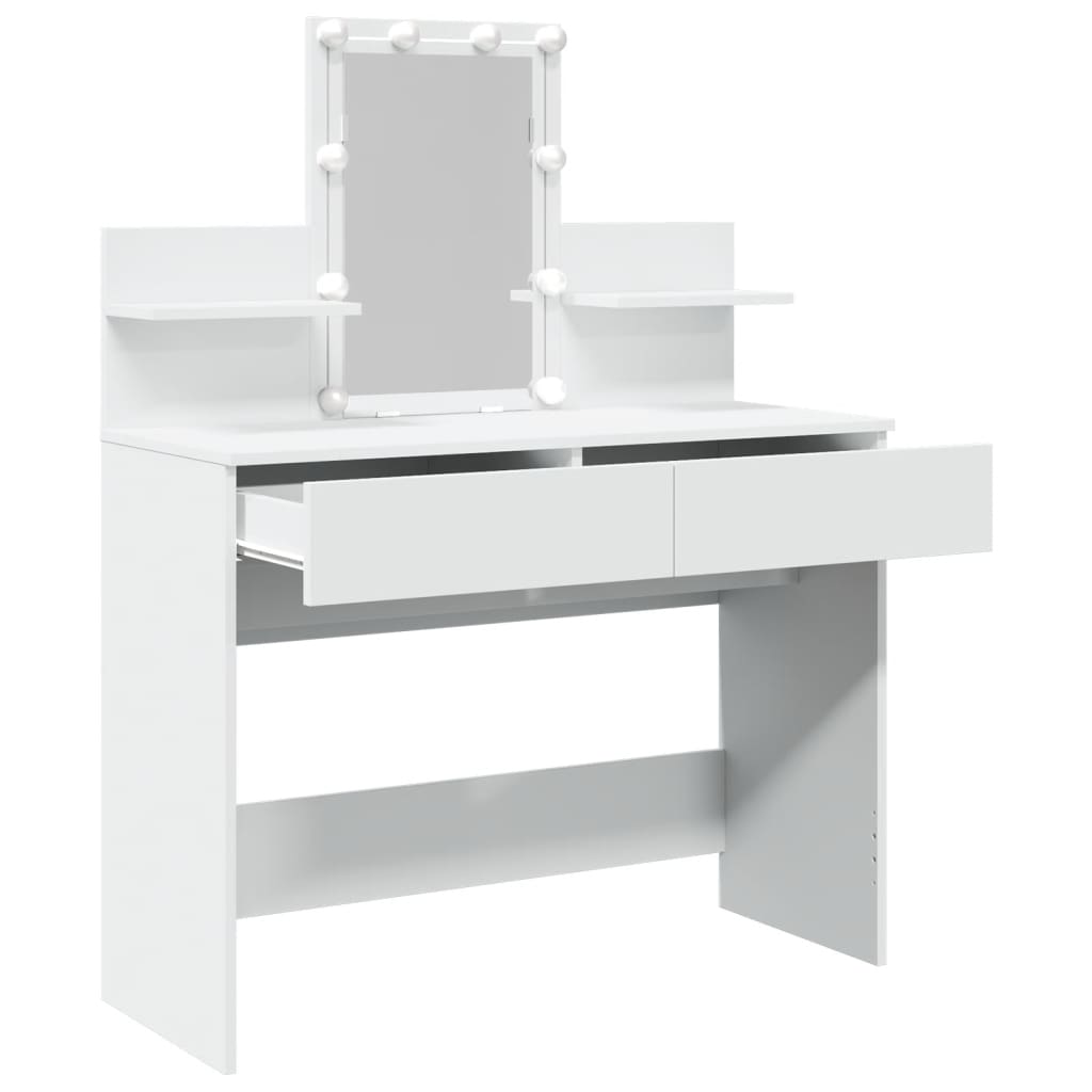 Dressing Table with LED White 100x40x130 cm
