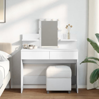 Dressing Table with LED White 100x40x130 cm
