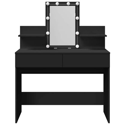 Dressing Table with LED Black 100x40x130 cm