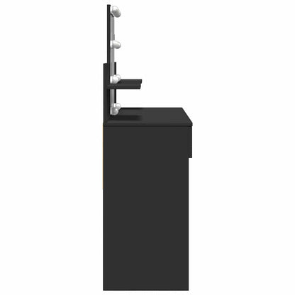 Dressing Table with LED Black 100x40x130 cm