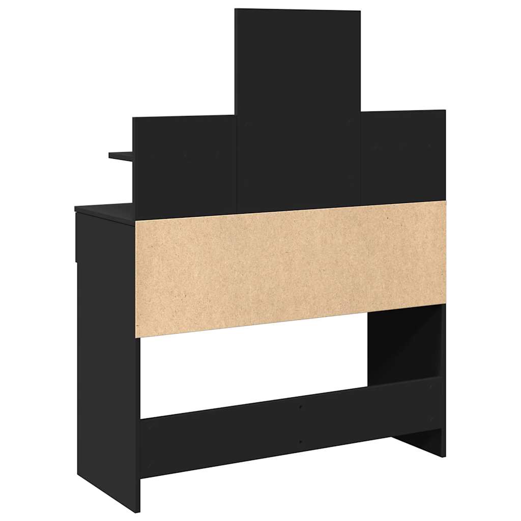 Dressing Table with LED Black 100x40x130 cm