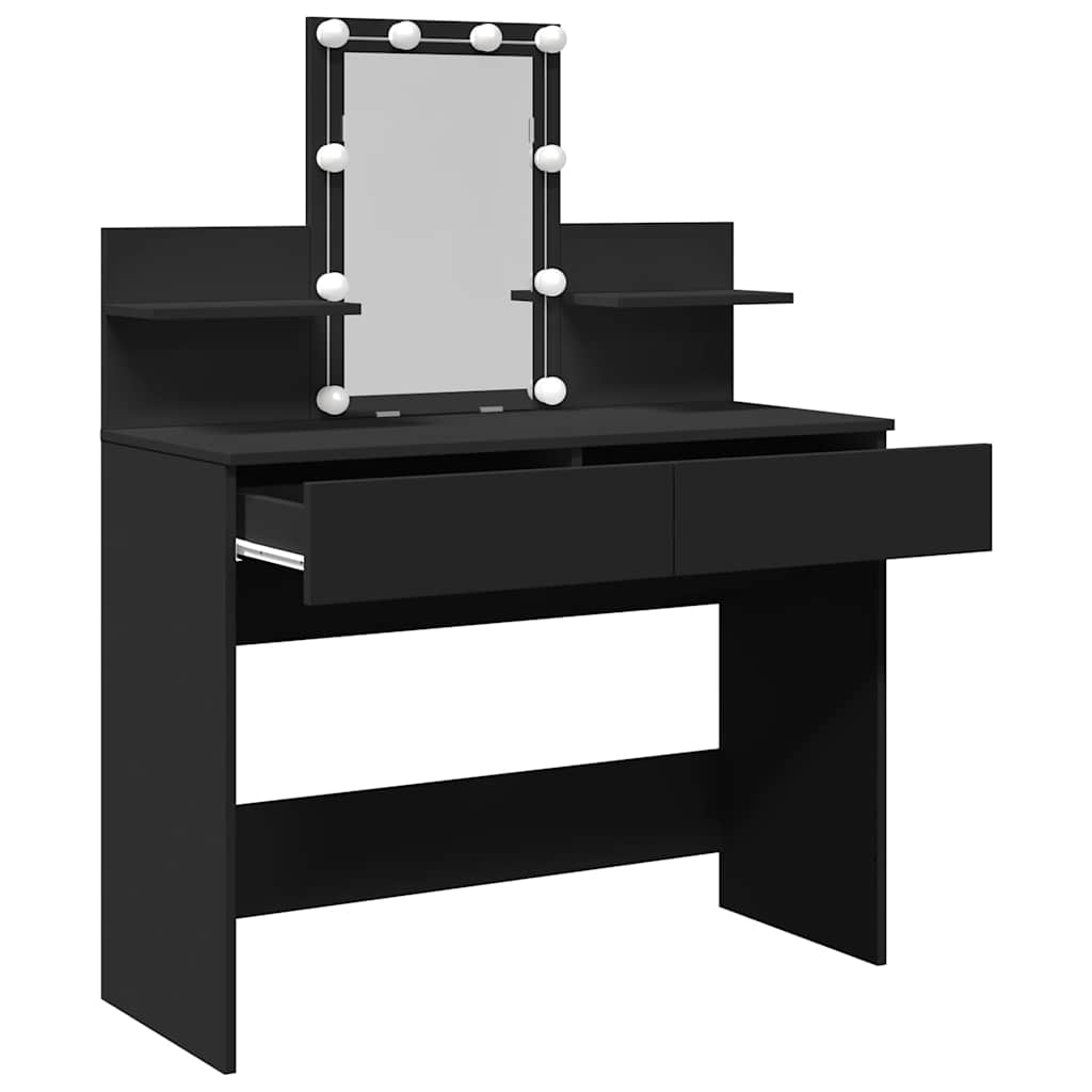 Dressing Table with LED Black 100x40x130 cm