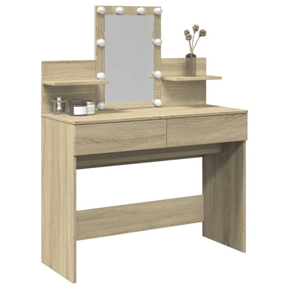 Dressing Table with LED Sonoma Oak 100x40x130 cm