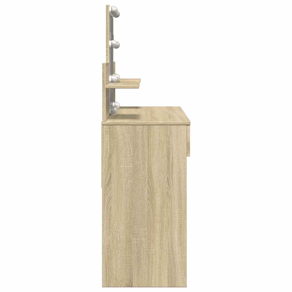 Dressing Table with LED Sonoma Oak 100x40x130 cm